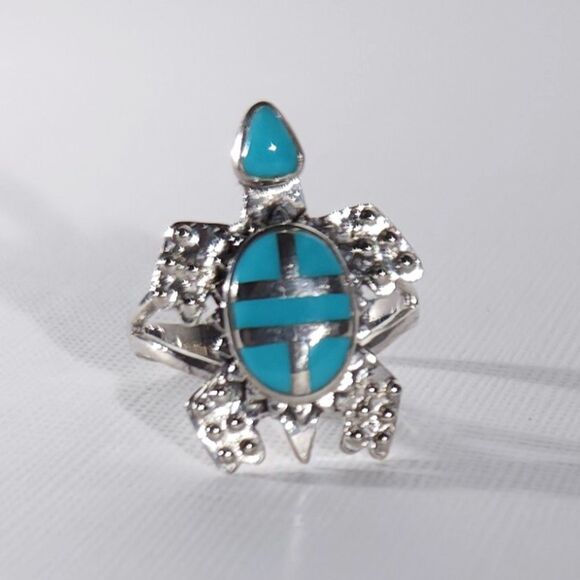 Turquoise Turtle Ring Size 6.75 - Picture 1 of 11